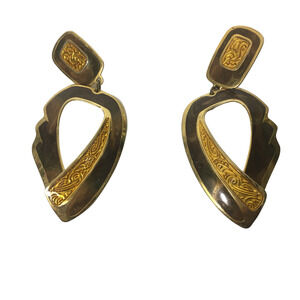 Vintage 1990s Enamel Earrings Brown